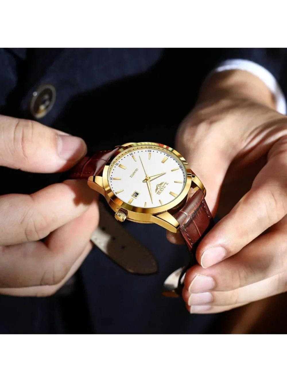 Stylish Waterproof Analog Dress Watch for Men - Vintage Chronograph, Leather
